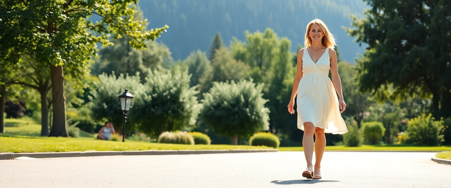 Frau mit leichten, gesunden Beinen nach Krampfadernbehandlung in Uznach
