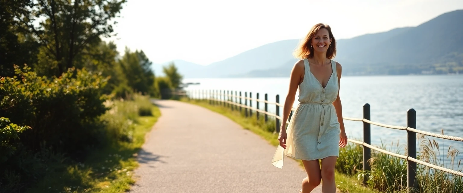 Frau mit gesunden Beinen am Zürichsee in Oberrieden