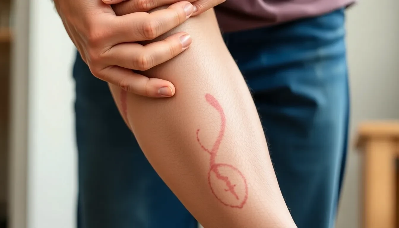 Person mit Schmerzen in den Beinen durch Krampfadern