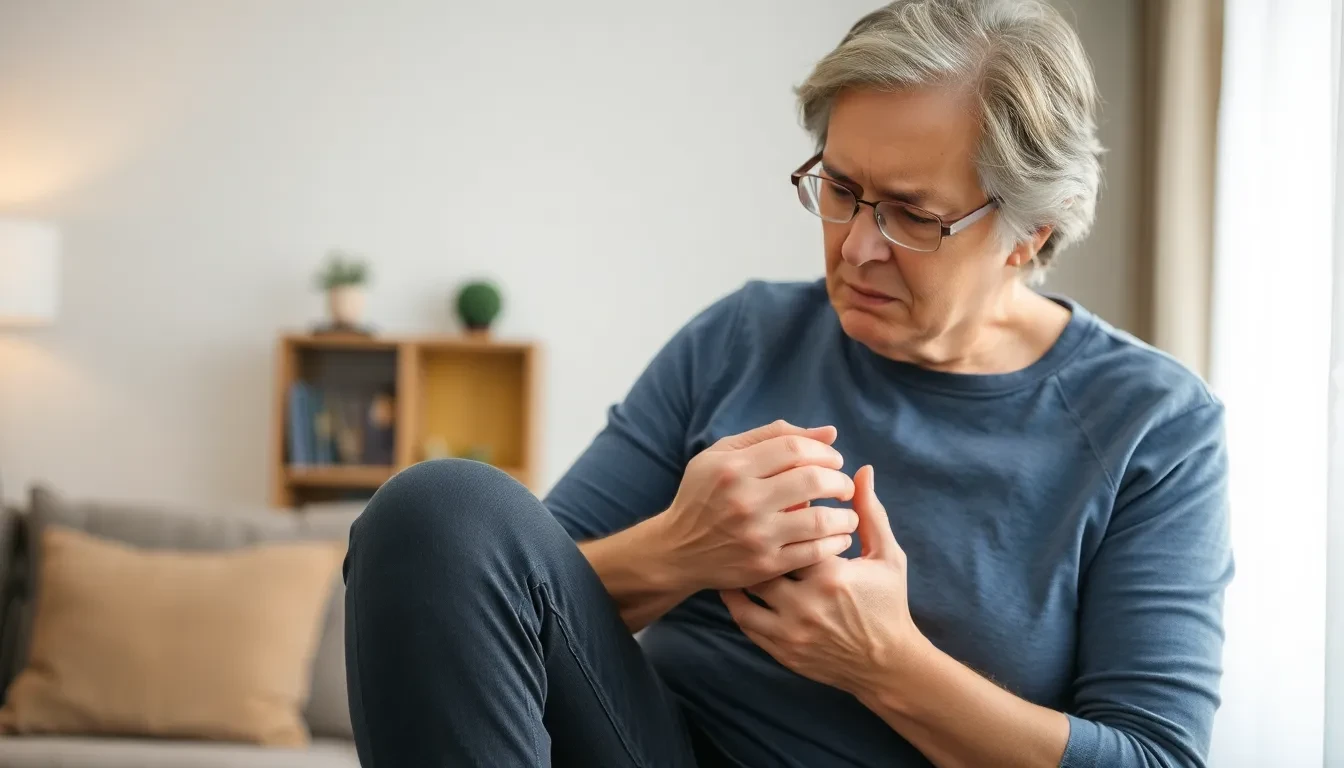 Besorgte Person mit Venenproblemen am Bein