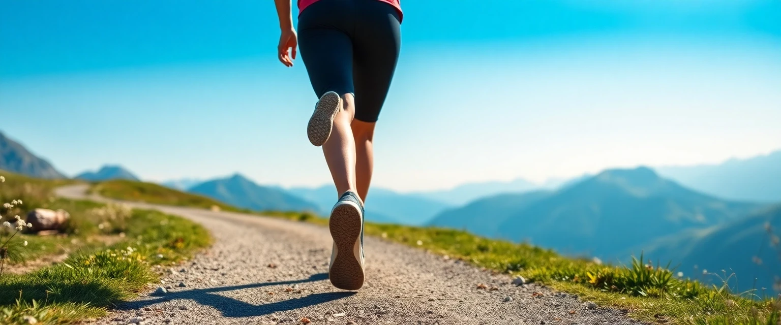 Glückliche Person mit gesunden Beinen in den Schweizer Alpen