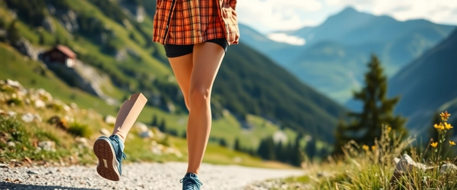 Person mit gesunden, schmerzfreien Beinen in Schweizer Berglandschaft