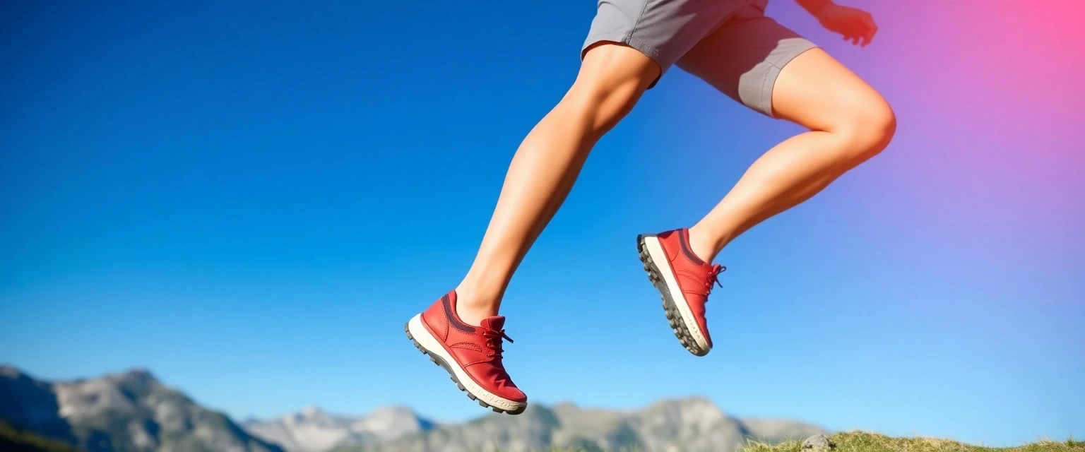 Glückliche Person mit gesunden Beinen beim Wandern in den Schweizer Alpen