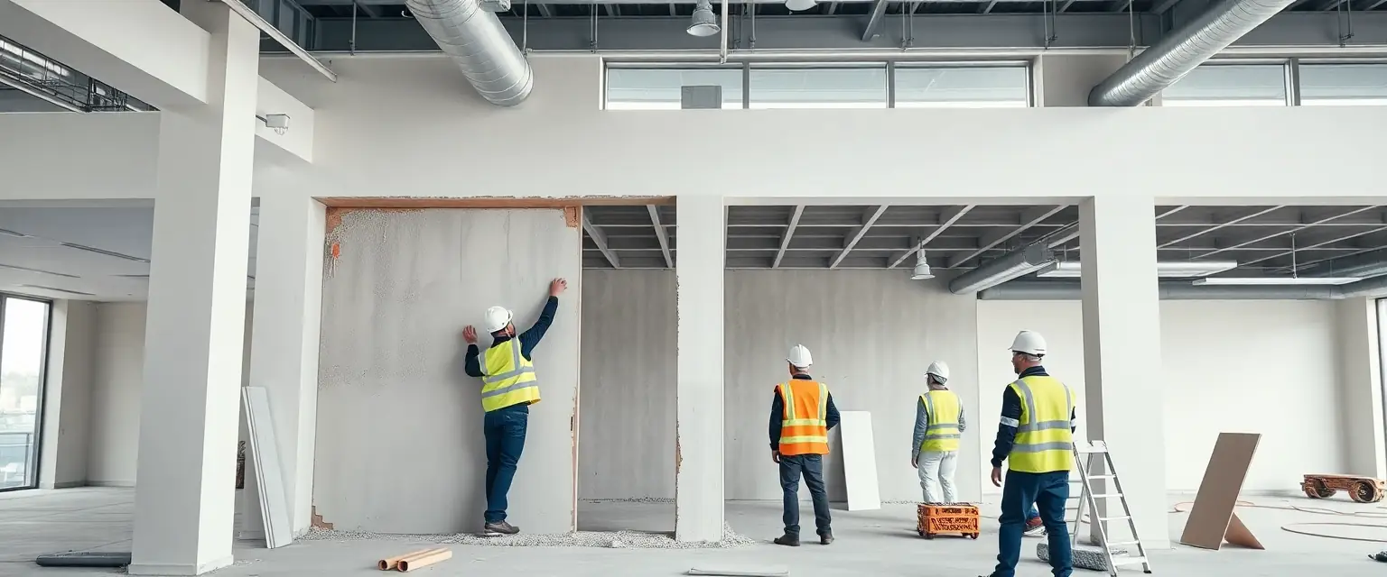 Professioneller Abbau einer Bauwand auf einer Schweizer Baustelle