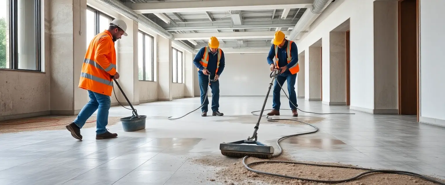 Professionelle Entfernung von Bodenplatten in einem Gewerberaum