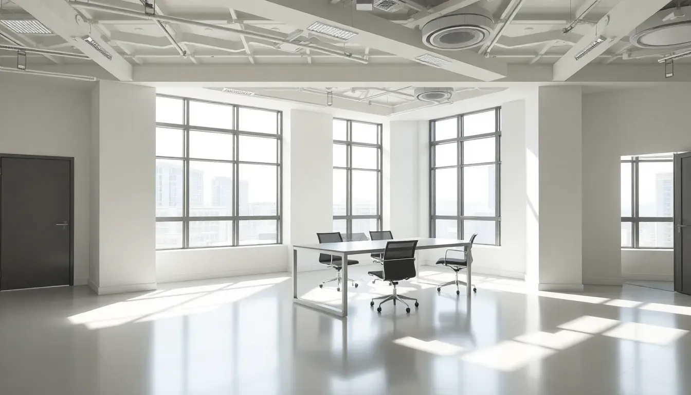 Modernes Büro nach Entkernung, bereit für Neugestaltung