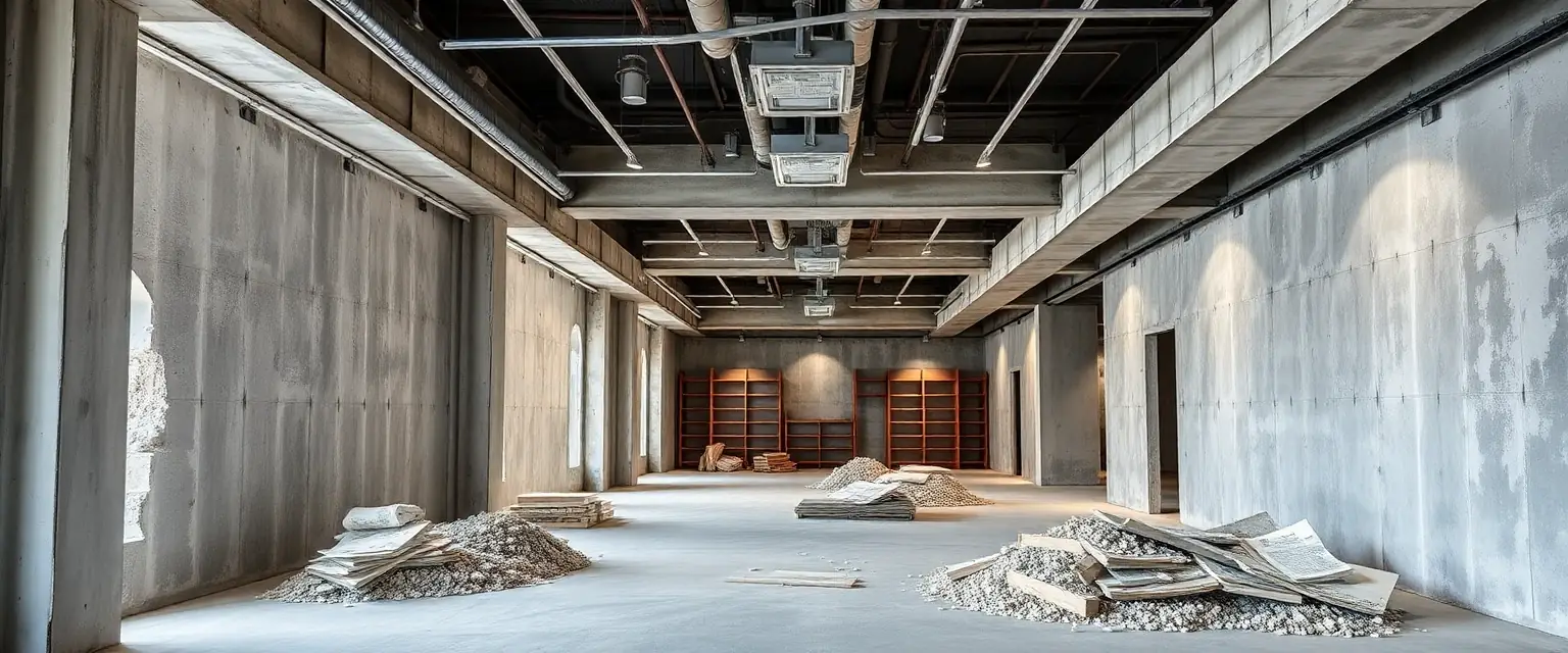 Entkernte Ladenfläche bereit für den Umbau