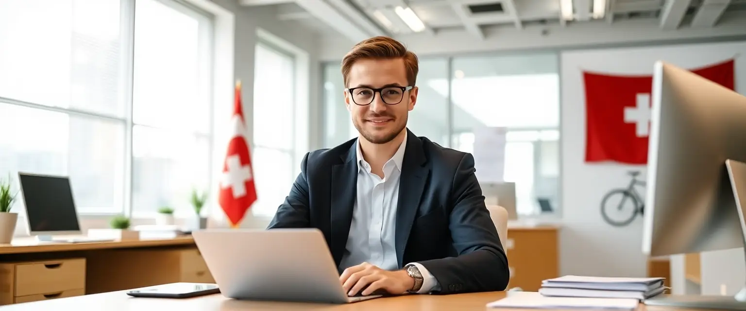 Professioneller Buchhalter im modernen Schweizer Büro