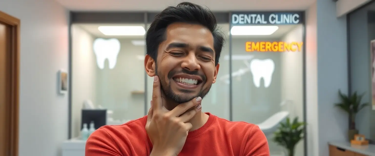 Person mit Zahnschmerzen sucht Notfall Zahnarzt in Olten