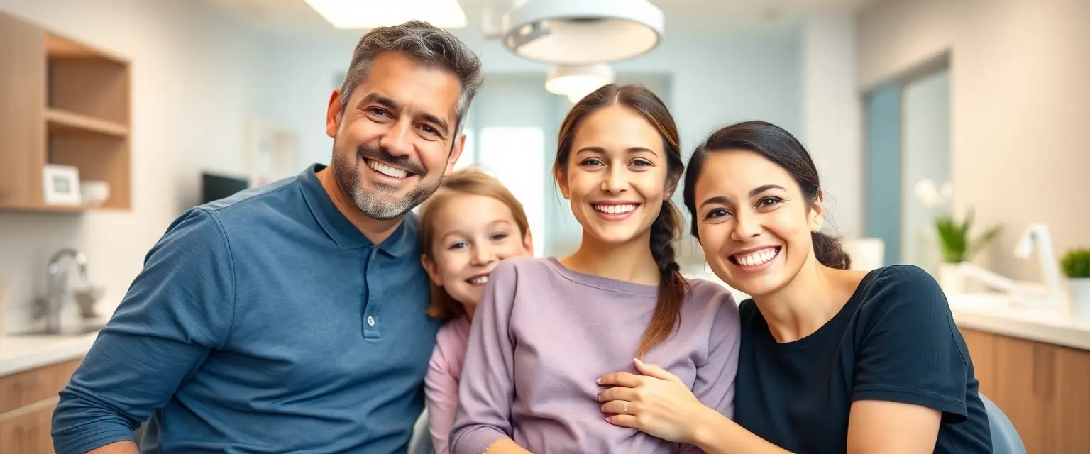 Glückliche Familie nach dem Zahnarztbesuch in Niederbipp