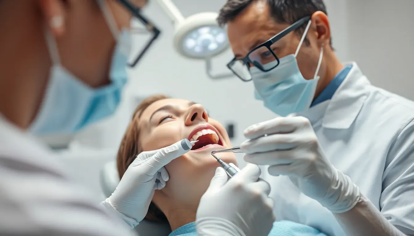 Zahnarzt untersucht Zahnfleisch