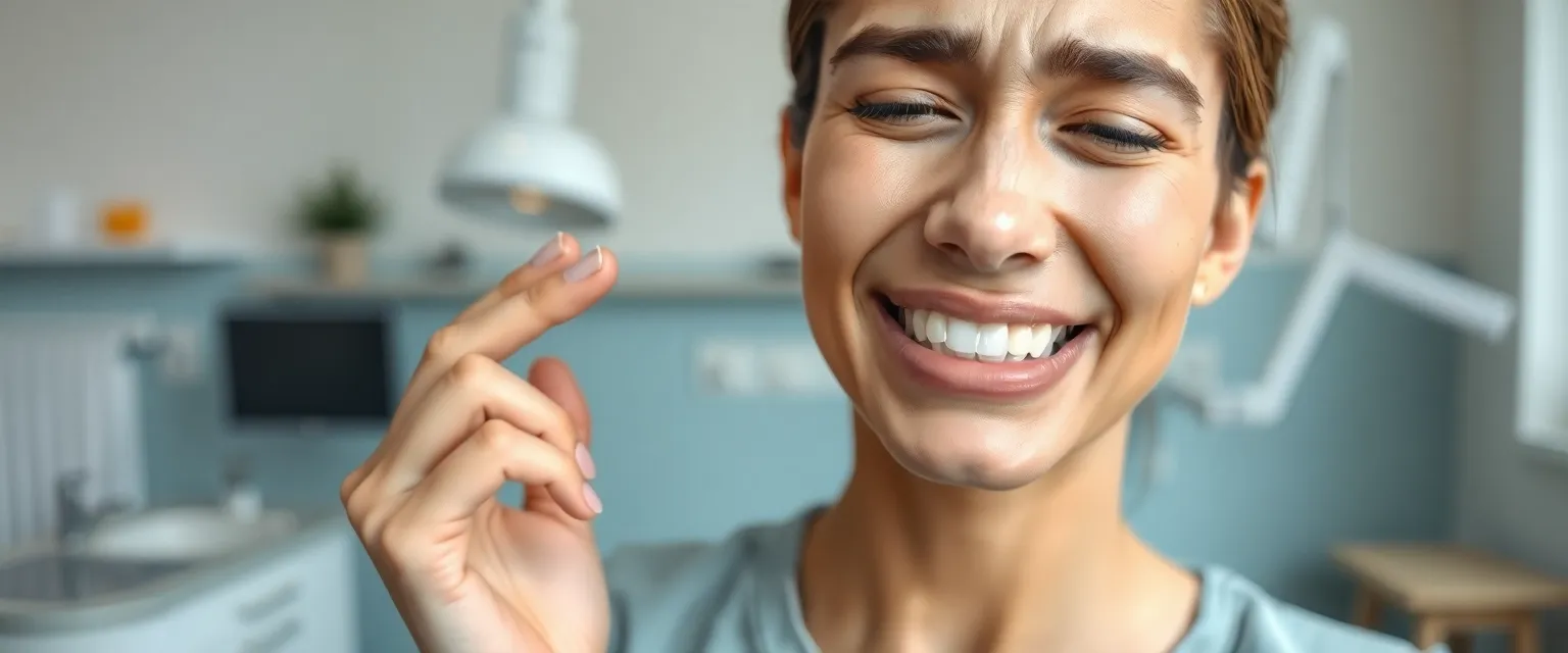 Person mit Schmerzen durch abgebrochene Zahnfüllung