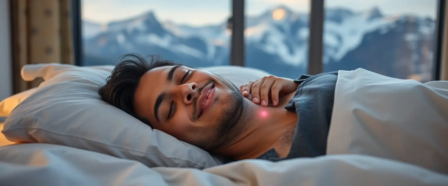 Person schläft friedlich dank Anti-Knirsch-Schiene