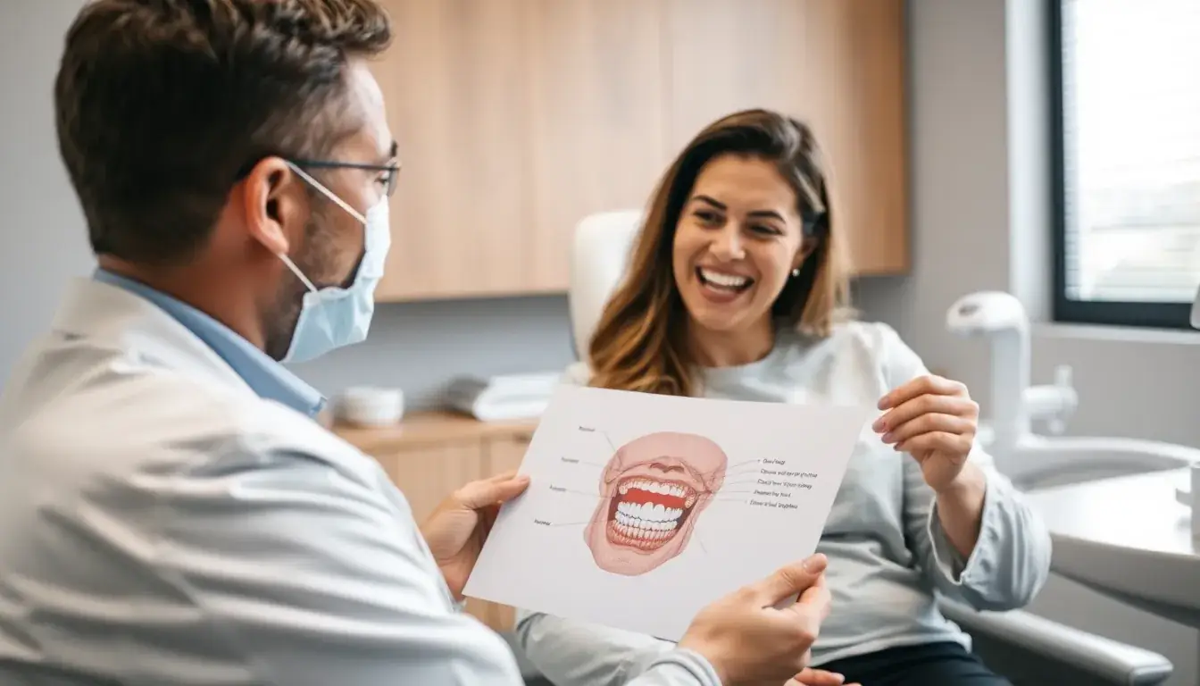 Zahnarzt berät Patienten zu Knirschschiene