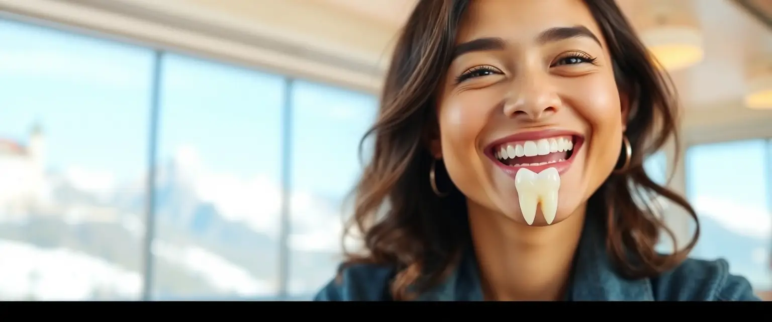 Glücklicher Patient mit neuem Zahnimplantat in der Schweiz