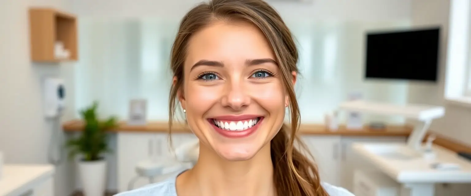 Strahlendes Lächeln nach professionellem Zahnbleaching