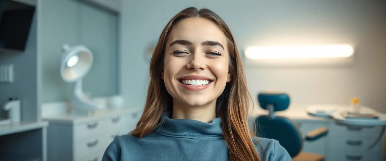 Patientin nach erfolgreicher Notfallbehandlung in der Zahnarztpraxis Bontognali