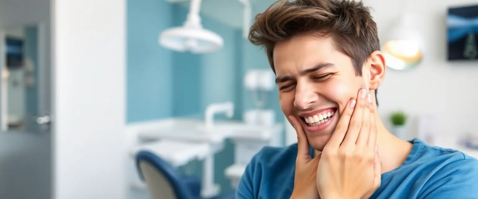 Patient mit Zahnschmerzen sucht Notfall Zahnarzt in Solothurn