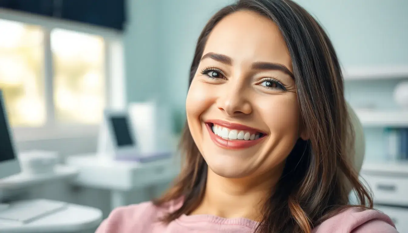 Glückliche Patientin mit neuem Lächeln