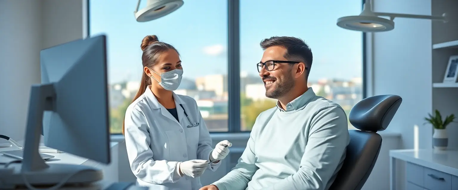 Moderne Zahnarztpraxis in Oftringen mit lächelndem Patienten