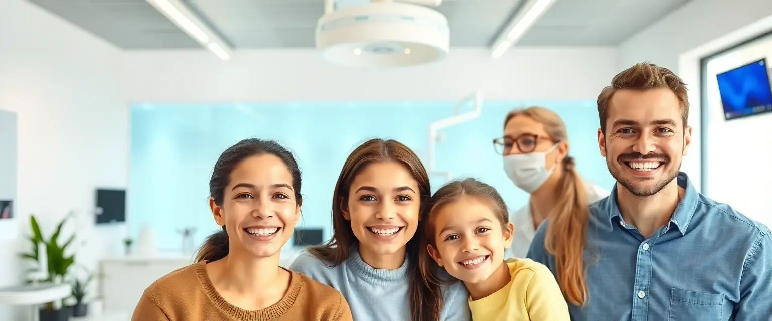 Glückliche Familie mit geraden Zähnen nach kieferorthopädischer Behandlung in Solothurn