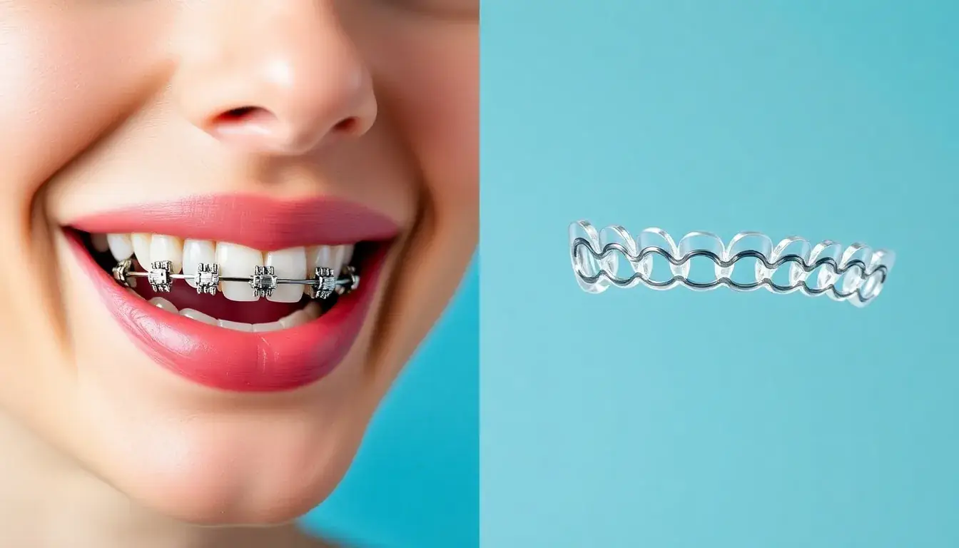 Vergleich von traditioneller Zahnspange und transparenten Alignern
