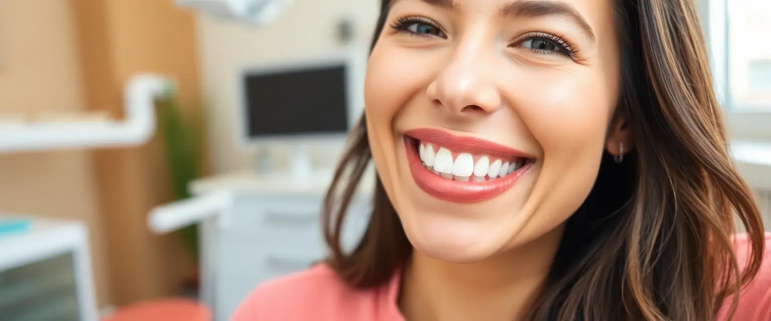 Strahlendes Lächeln nach professionellem Zahnbleaching in der Praxis Bontognali