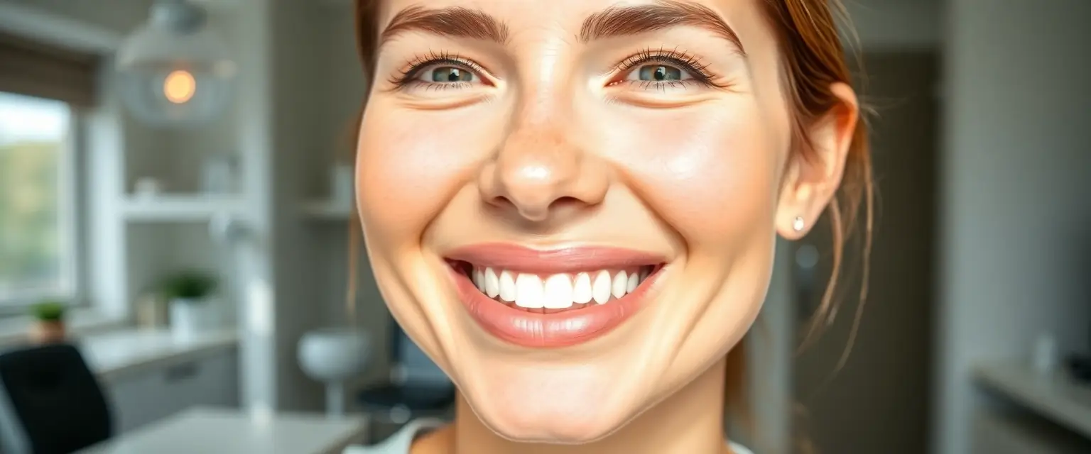 Strahlendes Lächeln nach professionellem Zahnbleaching in der Schweiz