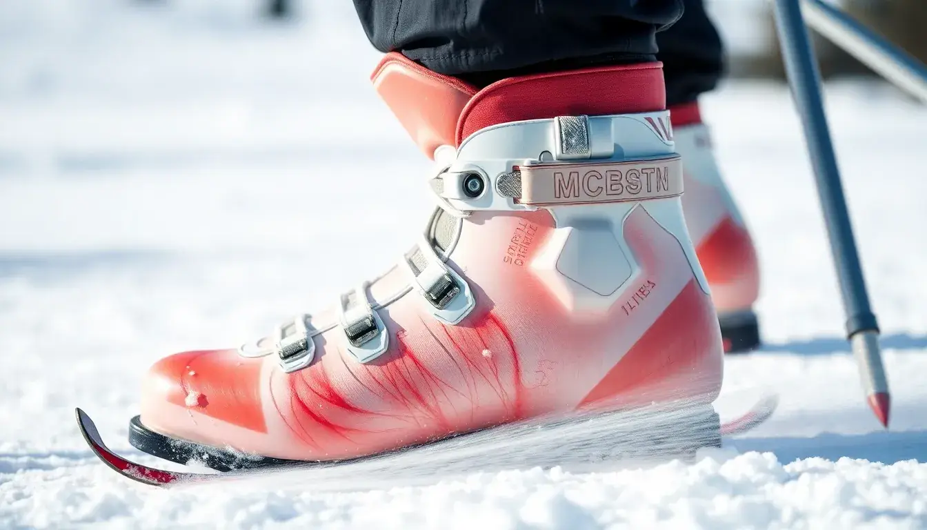 Skifahrerfuss mit Druckstellen im Skischuh