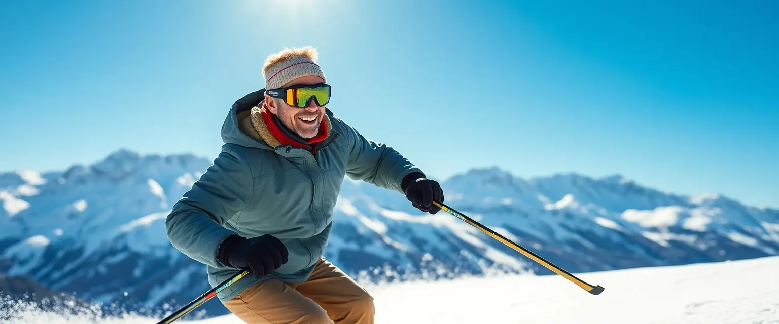 Mann fährt schmerzfrei Ski mit perfekt angepassten Skischuhen