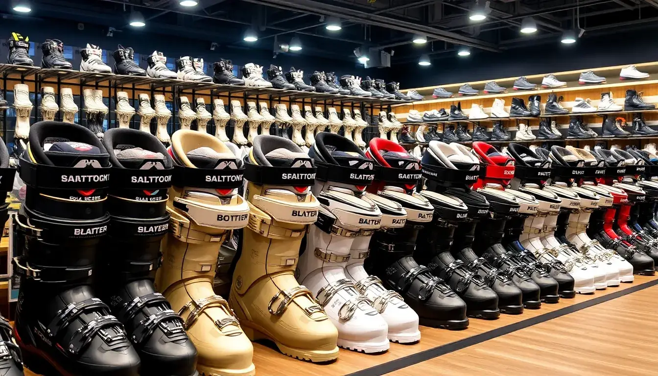 Auswahl an Skischuhen für die Anpassung