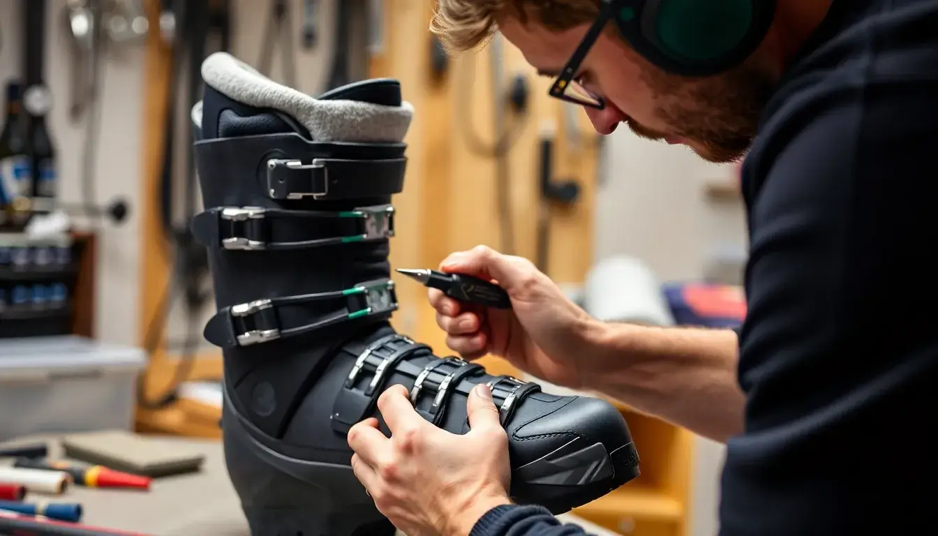 Bootfitter bei der präzisen Anpassung eines Skischuhs